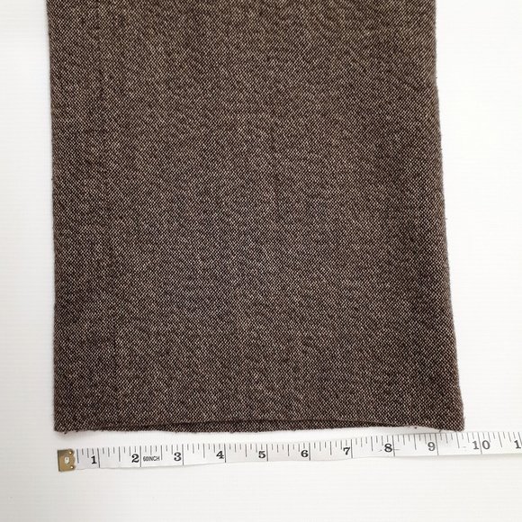 ANNE KLEIN Straight Leg Office Trouser in Chocolate Brown & Cream Wool Blend - Picture 9 of 16